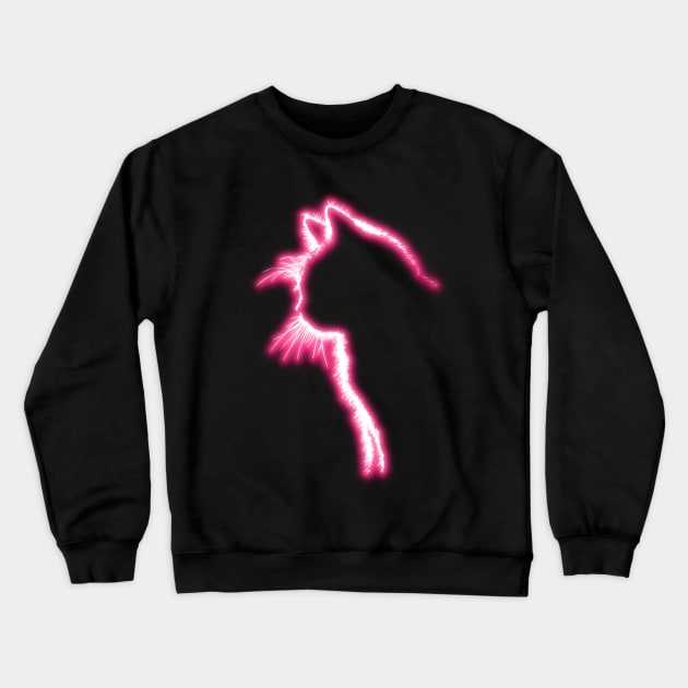 Glowing Pink Neon Cat Crewneck Sweatshirt by la chataigne qui vole ⭐⭐⭐⭐⭐